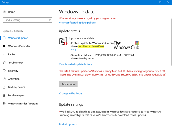 Korjaa Windows Update -asennusvirhe 0x80070005