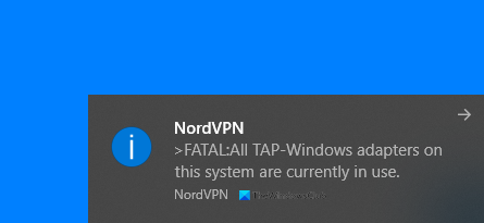 Semua penyesuai TAP-Windows pada sistem ini sedang digunakan.