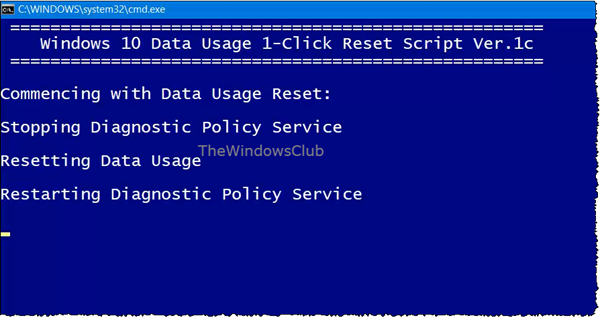 Windows 10 andmekasutuse skript