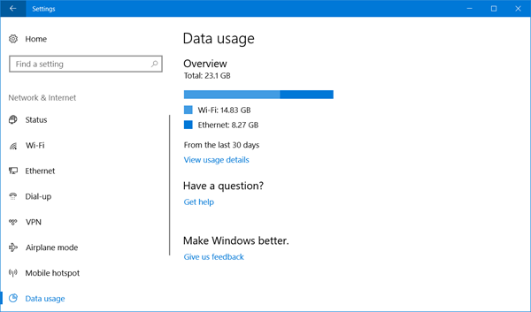 Andmekasutuse lähtestamine või tühjendamine Windows 10-s