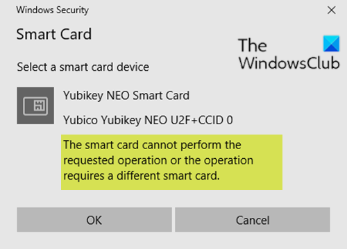 स्मार्ट कार्ड अनुरोधित कार्रवाई नहीं कर सकता है