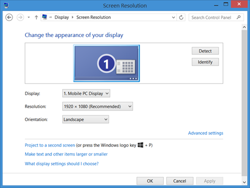 디스플레이 화면 해상도는 Windows 10에서 자동으로 변경됩니다.