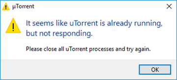 uTorrent ei reageeri