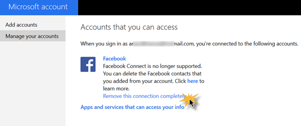 Supprimer les contacts Facebook de Windows 10