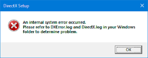 Erreur d'installation de DirectX sur Windows 10