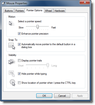 Automaticky přesunout ukazatel myši do dialogového okna ve Windows 10