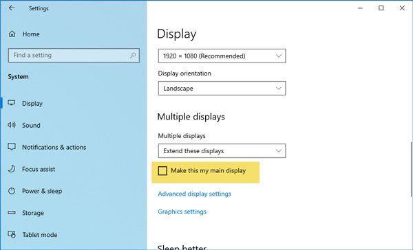 Ensisijaisen ja toissijaisen näytön vaihtaminen Windows 10: ssä