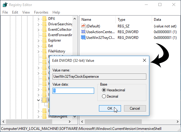 Schakel Windows 7 in als klok, kalender op de taakbalk van Windows 10 - 2