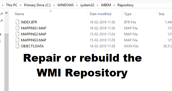 תיקון או בנייה מחדש של מאגר ה- WMI