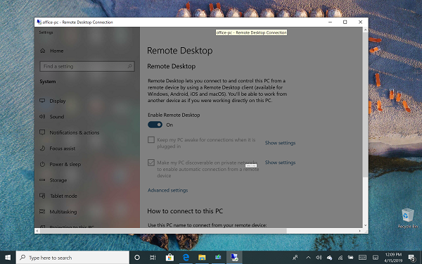 Etätyöpöydän esittely Windows 10 Hhome