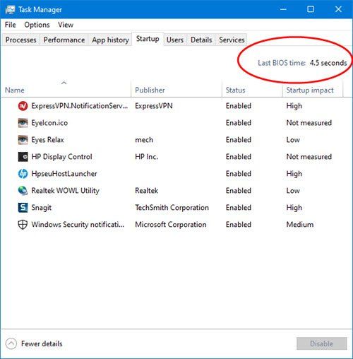 Koje je najnovije vrijeme BIOS-a u Windows 10 Task Manageru?