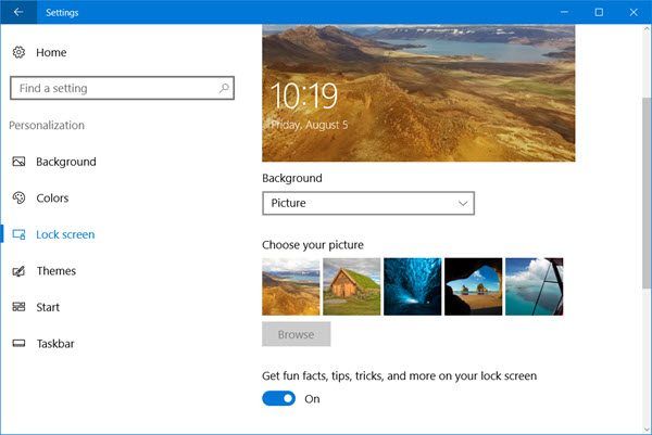 Désactiver les annonces et conseils sur l'écran de verrouillage dans Windows 10