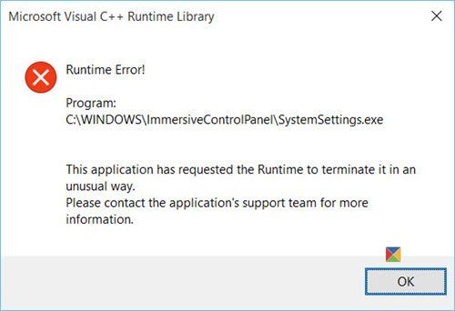 Ovaj je program tražio da ga Runtime prekine na neobičan način