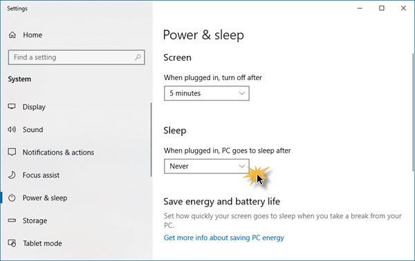 Windows 10 -tietokone nukkuu jatkuvasti
