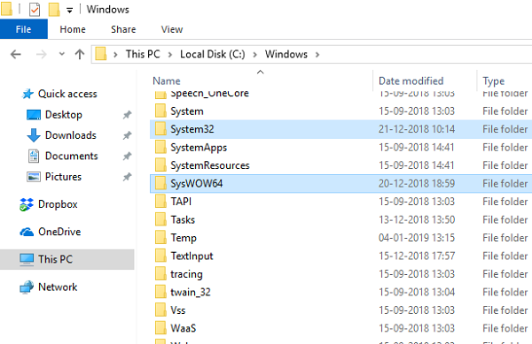 Erinevus System32 ja SysWOW64 kaustade vahel Windows 10-s