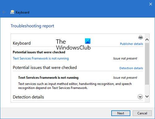 Инструмент за отстраняване на неизправности на клавиатурата в Windows 10