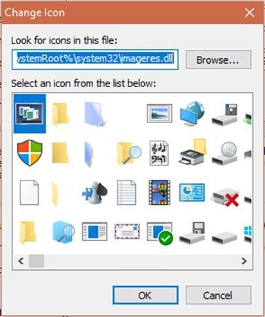 Icônes dans Windows 10