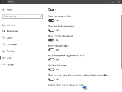 Windows 10 の [スタート] メニューでお気に入りのフォルダーを選択して表示する方法