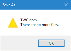 Tijekom pokušaja spremanja datoteke u sustavu Windows više nema pogreške u datotekama