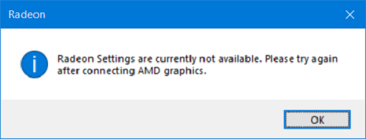Radeon iestatījumi pašlaik nav pieejami operētājsistēmā Windows 10