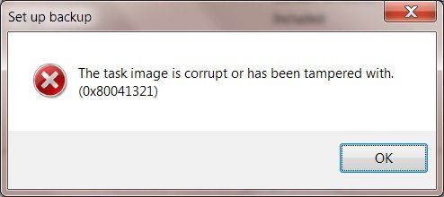La imagen de la tarea está dañada o manipulada (0x80041321)