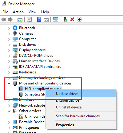 Middelste muisknop werkt niet Windows 10