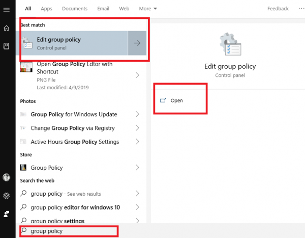 Avage Windows 10 grupipoliitika redaktor