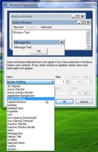 Töölaua Windowsi mõõdikute ja piirilaiuse muutmine Windows 10-s