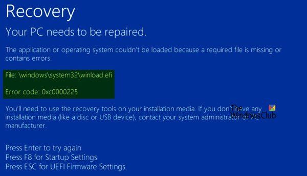 Perbaiki Winload.efi File Missing Error di Windows 10