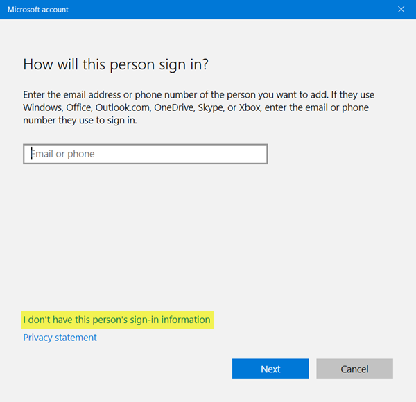 Créer un compte local dans Windows 10 1