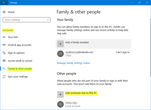 Créer un nouveau compte utilisateur dans Windows 10