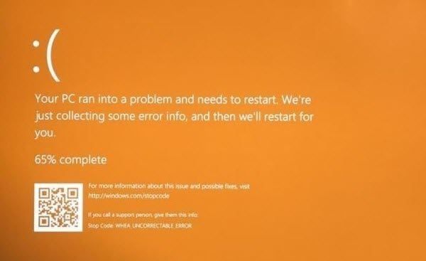 Windows 10 oranž surmaekraan