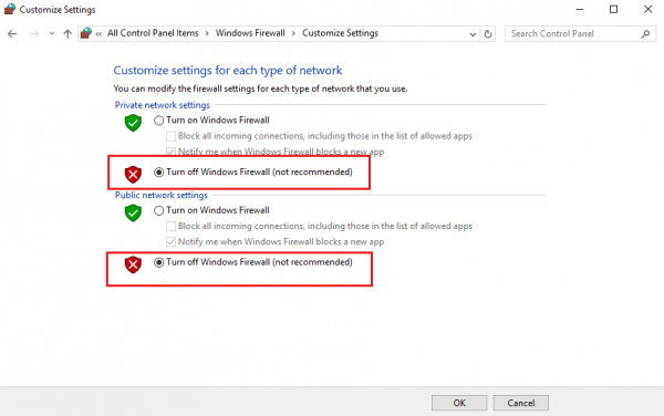 Attālā savienojuma kļūda operētājsistēmā Windows 10 nenotika