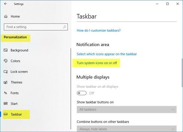 Icône de volume manquante dans la barre des tâches sous Windows 10