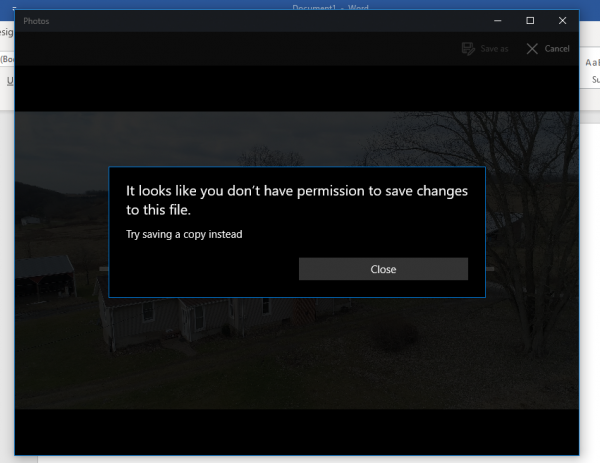 Impossible d'enregistrer le média à partir de l'application Microsoft Photos sous Windows 10