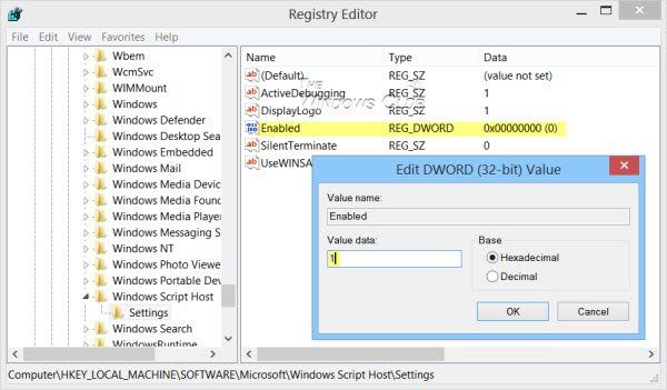 activer désactiver Windows Script Host