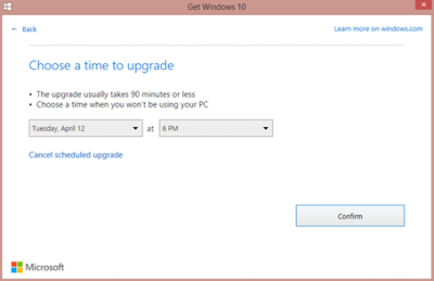 Ajakava Windows 10 värskendamise ajakava muutmine või tühistamine