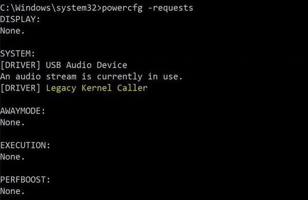 „Windows 10“ neteks miegoti - „Legacy Kernel Caller“