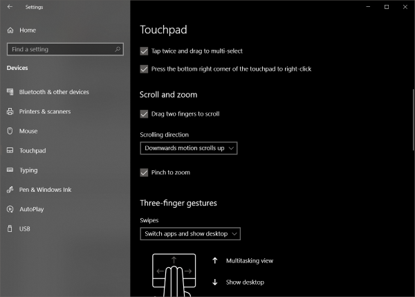 Kuidas muuta hiire ja puuteplaatide kerimise suund Windows 10-s ümber