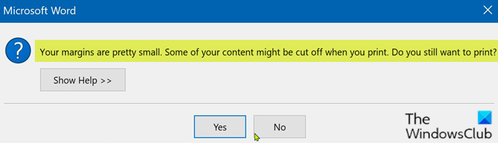 Vos marges sont assez petites - Erreur d'impression sous Windows 10