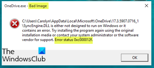 Napraw błąd nieprawidłowego obrazu 0xc000012f w systemie Windows 10