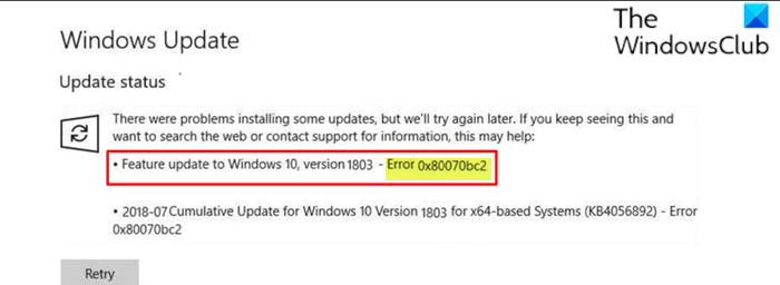 Correction de l'erreur de mise à jour Windows 0x80070bc2 dans Windows 10