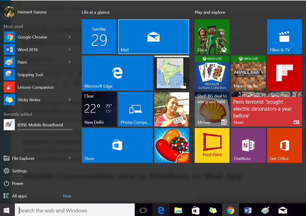 Windows 10'da Posta Uygulamasında Konuşma Görünümünü Devre Dışı Bırak