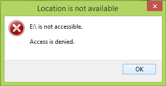 Lokasi tidak tersedia, kesalahan akses ditolak untuk file dan folder