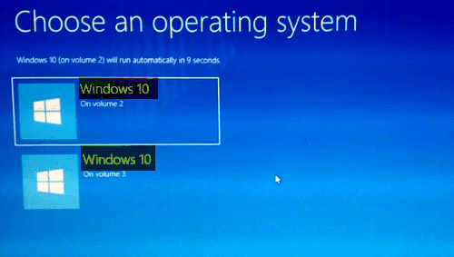 Modifier le texte du menu de démarrage, lors du double démarrage de la même version de Windows 10
