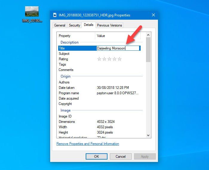 Windows 10에서 사진 및 비디오 파일에 메타 데이터를 편집하거나 추가하는 방법