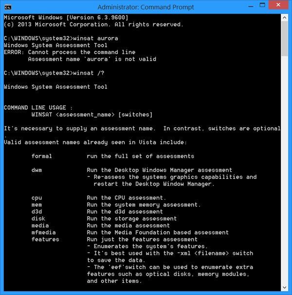 Windowsi süsteemi hindamise tööriist (WINSAT): sisseehitatud toimivuse võrdlusuuringute tööriist