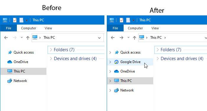 Как да добавите Google Drive към навигационния екран на File Explorer в Windows 10