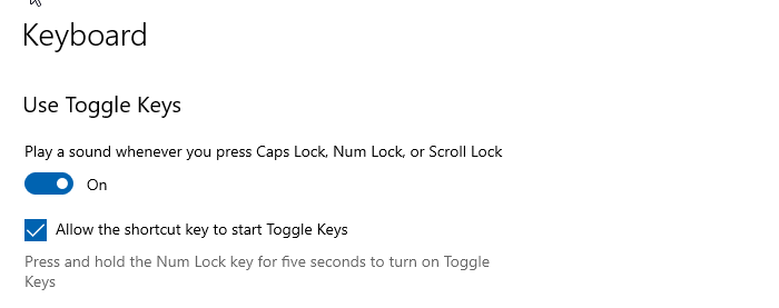Активирайте превключването на клавиши за Caps Lock за звук