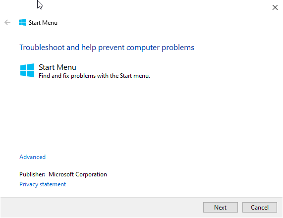 Meni Start Windows Windows 10 je poškodovan - Tile Database je poškodovan
